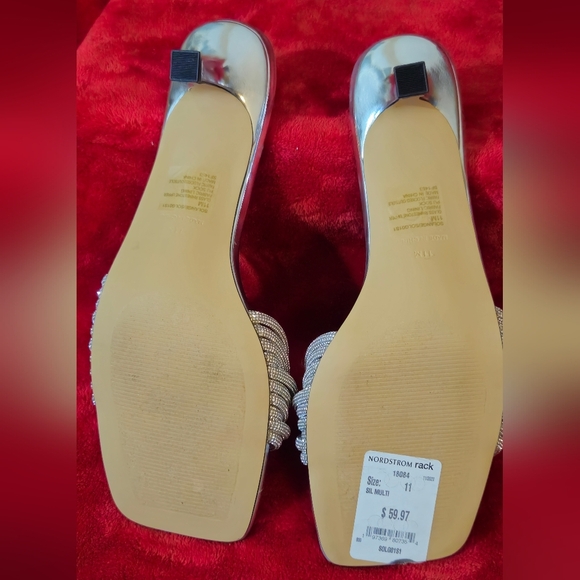 NWT- Steve Madden Solange Silver Rhinestone Women's Kitten Heels Slip-On-Size 11 - Picture 6 of 7